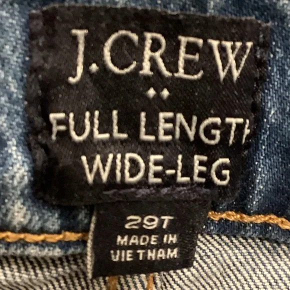J Crew Medium Wash Full Length Wide-Leg Jeans, Size 29T - Picture 12 of 16